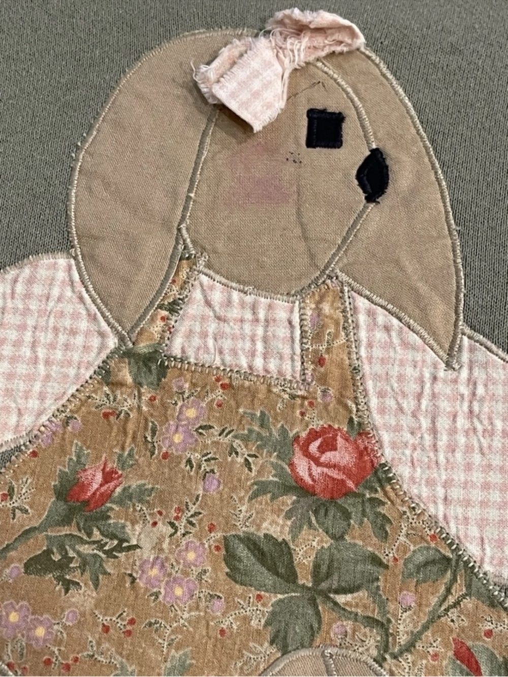 Tultex maximum Sweats vintage 1990s cottage core applique bunny sweatshirt SZ LG - Picture 9 of 13